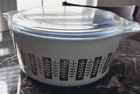 PYREX DELPHITE BLUE GOLD LEAF & LID - Free Shipping!