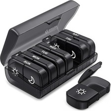 XL Weekly Pill Organizer 2 Times a Day, Pill Box 7 Day with One-Side Large Openi