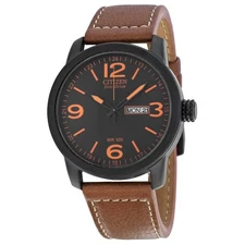 Citizen Men's Eco Drive Black Dial Brown Leather Watch - BM8475-26E NEW