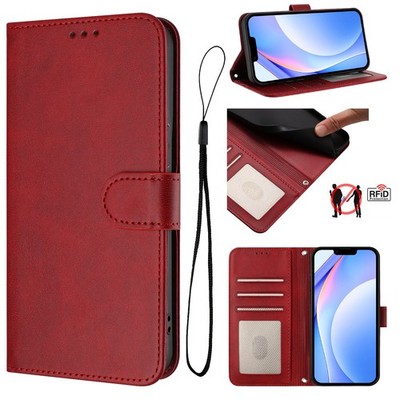 For iphone 17 Air 16 Pro 15 14 13 12 11 Shockproof Leather Cover W/RFID Blocking