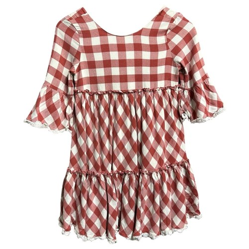 Matilda Jane Dress Girls Size 12 Kassidy Red White Plaid Ruffle Flare Sleeve - Picture 2 of 12