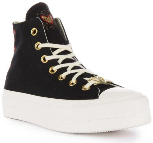 Converse noir haute hot sale avec le coeur