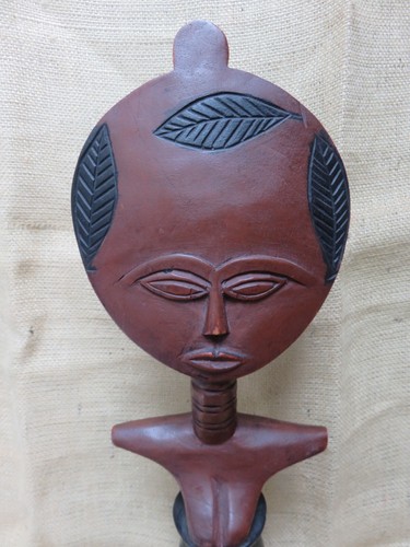 GHANA West African Carving SCULPTURE UNIQUE AKAN FEMALE TOTEM Ethnic Art BB - Picture 2 of 5