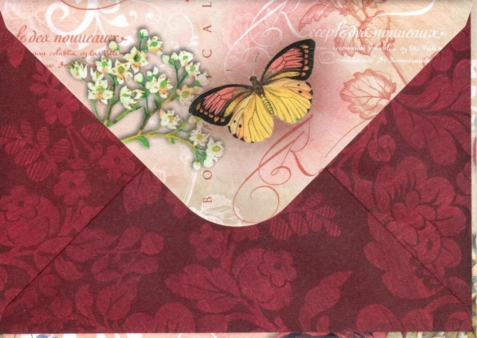 Red Roses Rose Butterfly Butterflies Blank Inside Note Cards - Set of 4 - Image 4 of 4