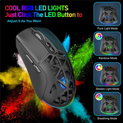 T26 Dual-mode Wireless Mouse 2.4G BT5.1 RGB Backlight 4800DPI Office Game Mice - Picture 16 of 24