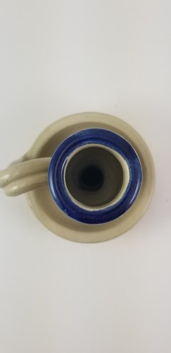 Fatto ceramica Williamsburg vintage. Inc. Portacandele con foglie blu cobalto - Foto 4 di 5