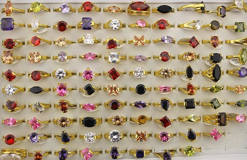 Wedding Jewelry Job Lots 70pcs Charms Cubic Zirconia Gold Plated Lady's Rings