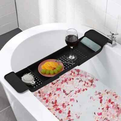 Badewannenablage ausziehbar 56-78CM Ablage Bad vielseitig schwarz