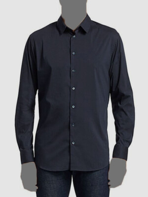 $445 Giorgio Armani Men's Blue Long-Sleeve Button-Up Sport Shirt Size EU38/US15