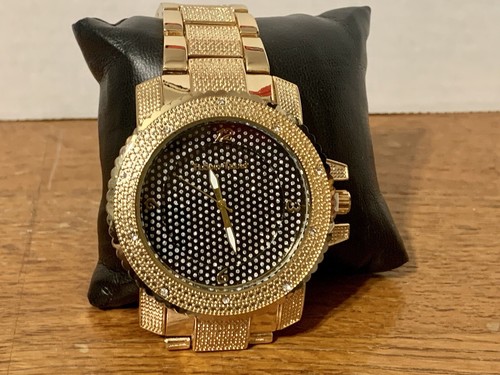 GOLD TONE TECHNO TREND 52mm MILITARY BLING WATCH BRASS CASE , Needs battery ๐ - Picture 12 of 16