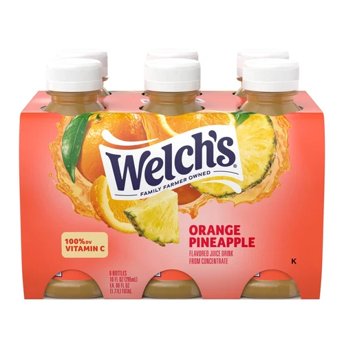(4 pack) Welch's Orange Pineapple Juice Drink, 10 fl oz On-the-Go Bottle, US - Picture 7 of 8