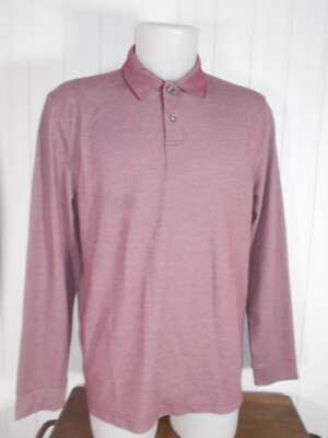 TASSO ELBA Langarm Poloshirt L/42 Supima Baumwolle rot gesprenkelt weiß