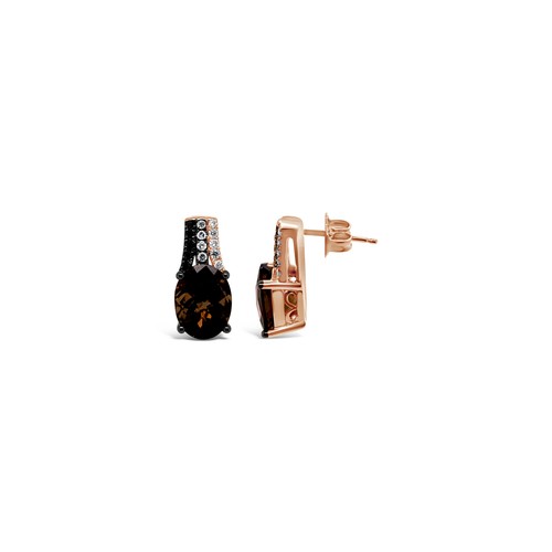 LeVian 14K Rose Gold Smoky Quartz Nude Chocolate Diamond 2.89 cts Earrings