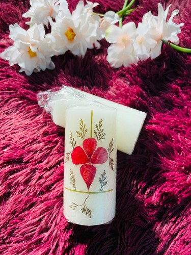 Valentine Scented Pillar Candle Real Flower Embedded Candles Pack of 2 - Picture 4 of 8