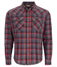 Simms M's Brackett LS Shirt -XL- Auburn Red/Black Window Plaid - Sale