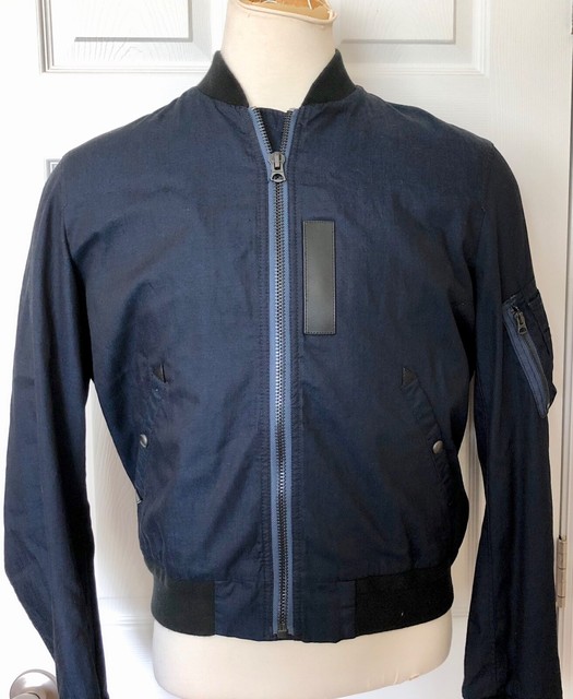 Burberry Brit Men S Size Large Cotton Full Zip Er X Jacket Navy Blue Rg 695