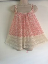 Victoria  s Secret Babydoll Nightgown -Pink Hearts- White Lace Hem- Size Medium