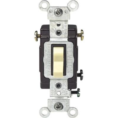 (5)- Leviton Ivory 15A 120V Illuminated 3-Way Toggle Light Switch C21-05503-LHI