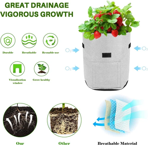 5-10PCS Garden Vegetable Potato Planting Bags 7 Gallon Non Woven Fabric Pot US - Picture 21 of 24