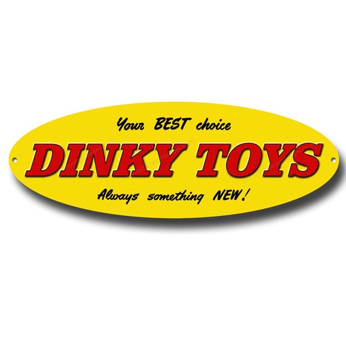 DINKY TOYS OVAL MACHINE CUT / PROFILED METAL DISPLAY SIGN. 12" X 4". - 第 1/1 張圖片