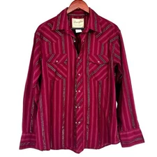 Wranger Womens Western Fashion Pearl Snap Shirts Sz Large Sparkly Shirt Top
