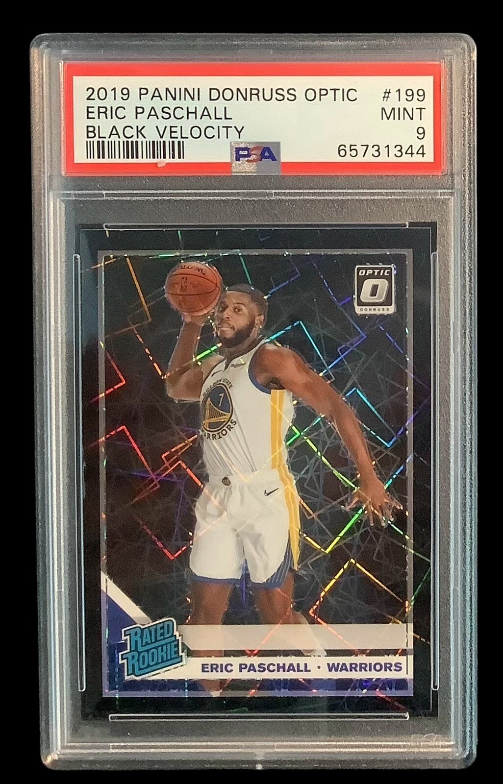 2019 panini donruss optic #199 eric paschall rc; black velocity /39 prizm PSA 9
