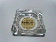 Vintage Holiday Inn Glass Ashtray Advertisement Tan Logo 4 Inch