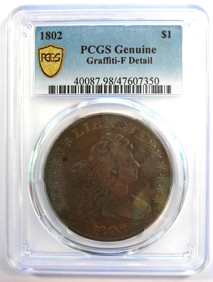 1802 Draped Bust Silver Dollar $1 Coin - Certified PCGS Fine Details - Rare! - Image 2 of 4