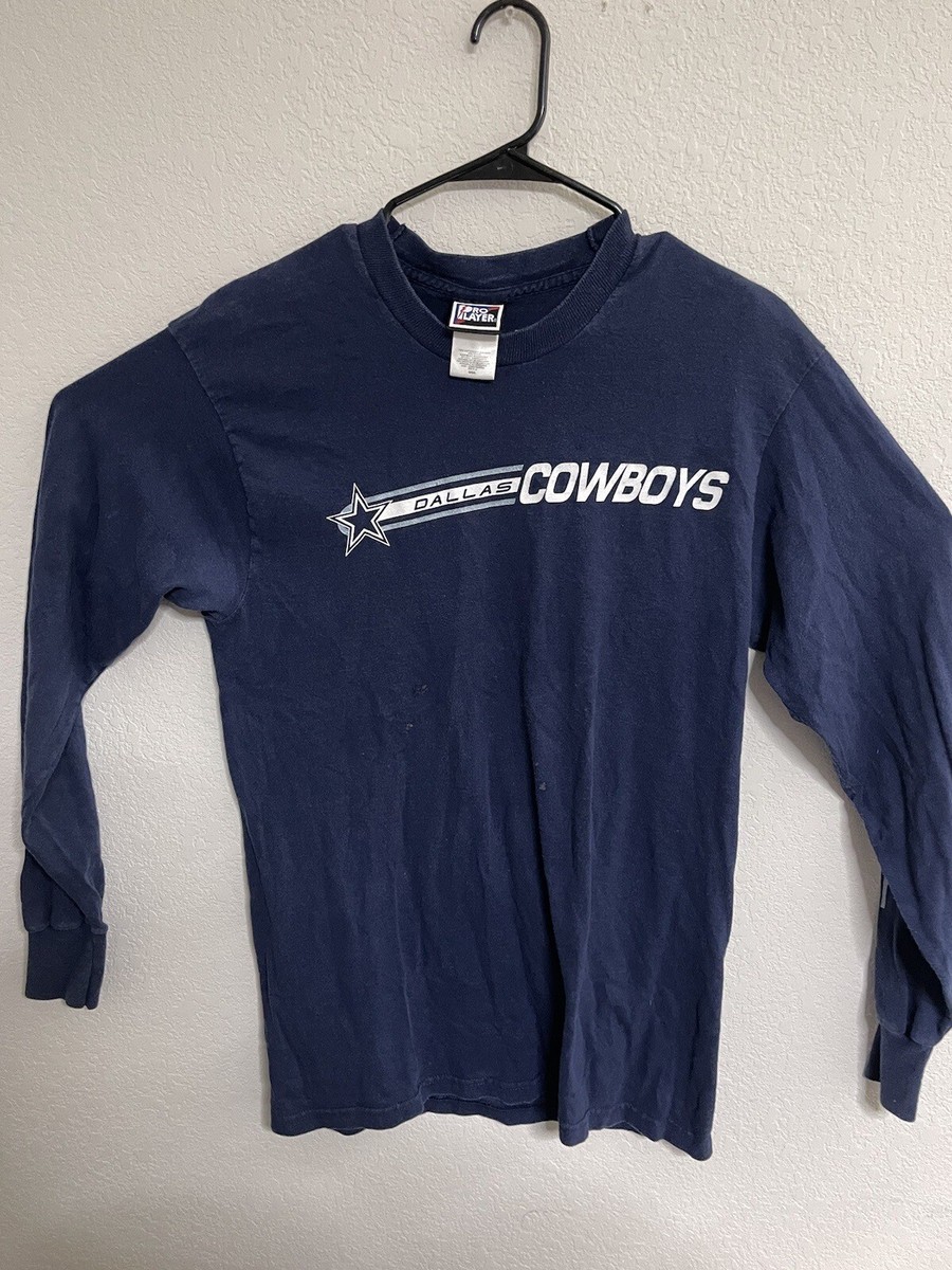Vintage Dallas Cowboys Shirt Large Blue Long Sleeve NFL Double Sided