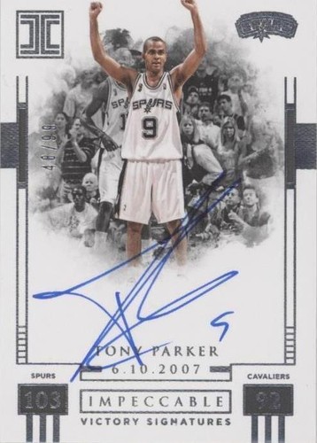 2017-18 PANINI IMPECCABLE VICTORY SIGNATURES TONY PARKER AUTO /99