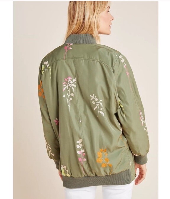 セール! Anthropologie Ainsley Embroidered Bomber Jacket 138 ANTHROPOLOGIE Ainsley Embroidered Bomber Jacket New M