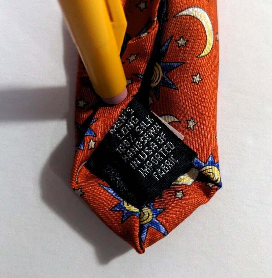 Corbata Sun & Moon Tie Lands’ End 100 % seda hecha a mano novedad EE. UU. larga 64” x 4” Foto 4 de 4