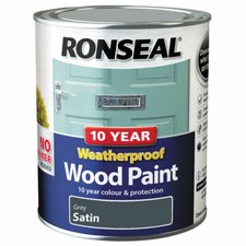 Ronseal 10 Year Exterior Weatherproof Wood Paint 750ml Satin Finish All colours