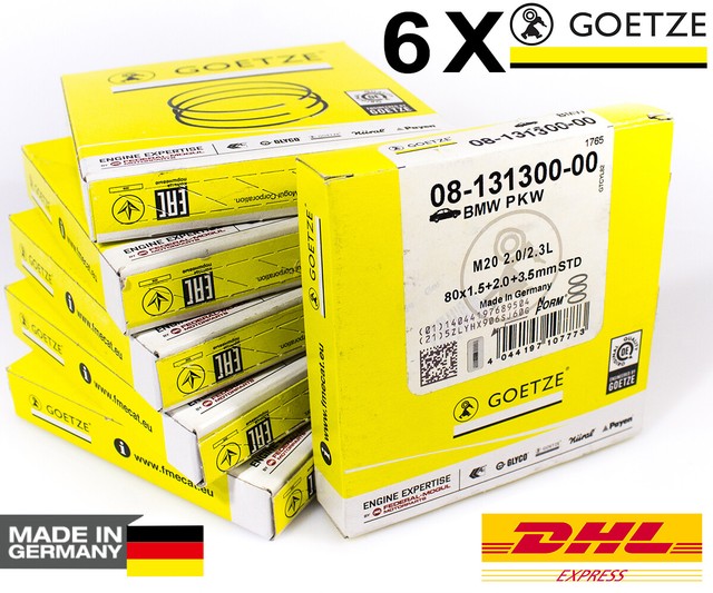 6X BMW Piston Rings M20B20 M20B23 GOETZE 0813130000 STD 3 E30 320 i, 5