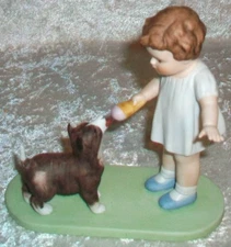 Vintage 1985 Bessie Pease Gutmann Bisque Porcelain Puppy Dog Ice Cream Figurine