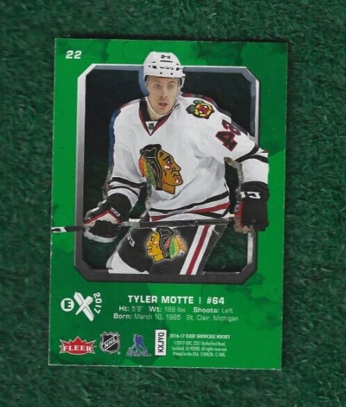 TYLER MOTTE - 2016-17 FLEER SHOWCASE - EX-2017 INSERT ROOKIE CARD # 22 RED WINGS - Image 3 of 3