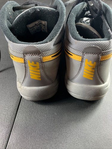 Men’s size 7.5 gray yellow black Nike mid basketball shoes sneakers L - Picture 6 of 9