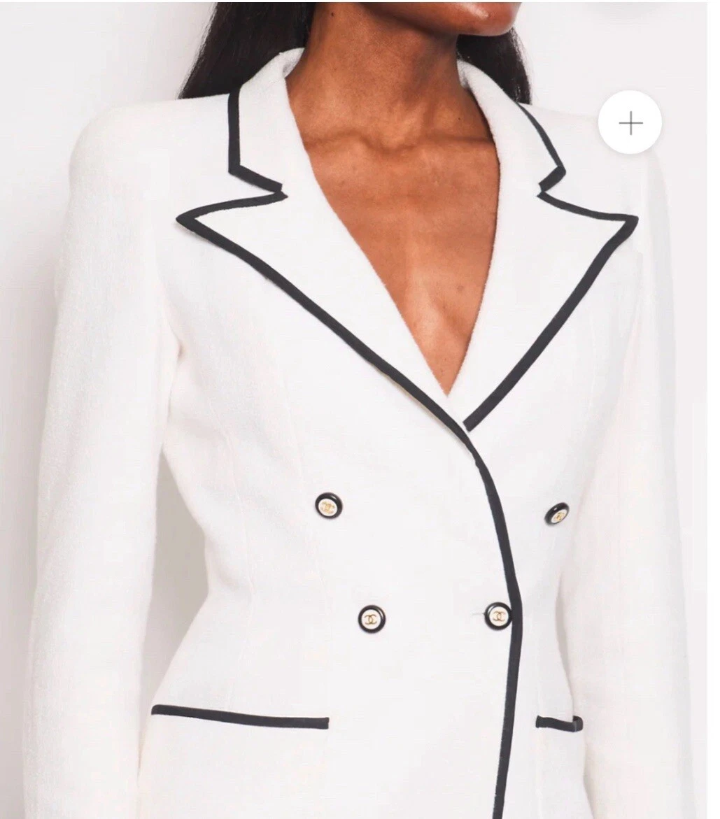 Blazer bianco doppiopetto Chanel 95 P taglia 36