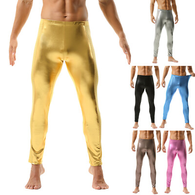 Men Tights Slim Fit Sweatpants Motorcycle Pants Muscle Trousers