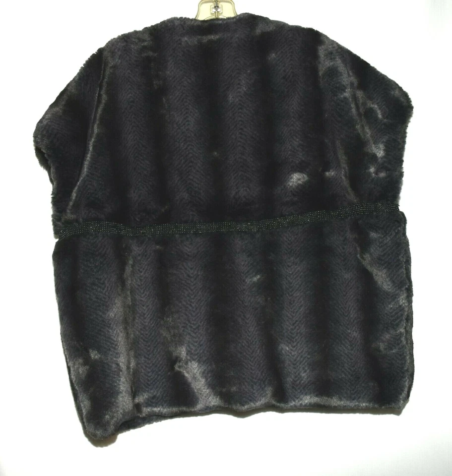 Chaleco de gran tamaño para mujer Ellen Tracy rayas espiga negras con cuentas de piel sintética S Foto 3 de 4