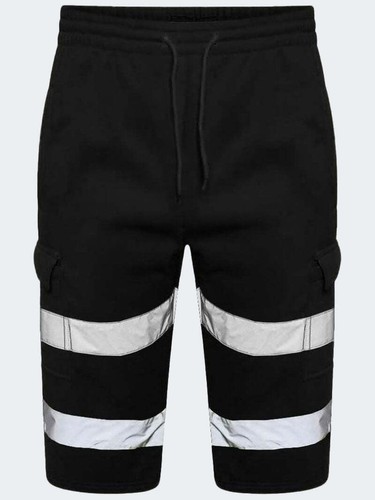 Herren Hi Viz Vis Shorts Fleece Kampf Jogging Kniehose Sicherheit Arbeitskleidung - Bild 3 von 3