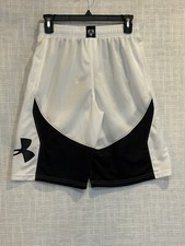 Under Armour Shorts Youth Lg White Drawstring Elastic Waist HeatGear Basketball
