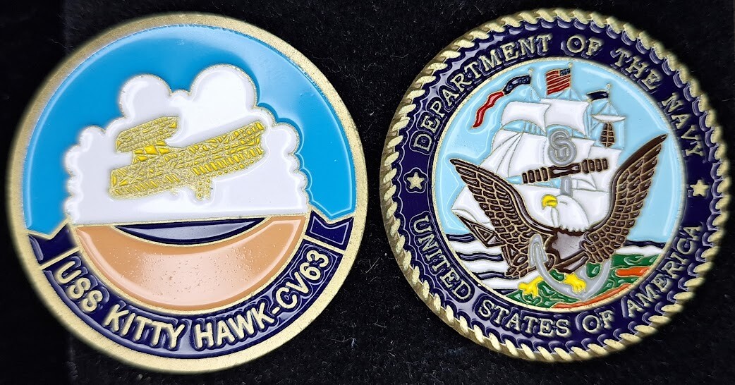 USS Kitty Hawk CV-63 Wright Flyer Navy Challenge Coin Collectible