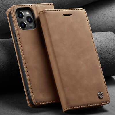 For iPhone 15 14 13 12 11 Pro Max Case Leather Wallet Card Holder Magnetic Cover