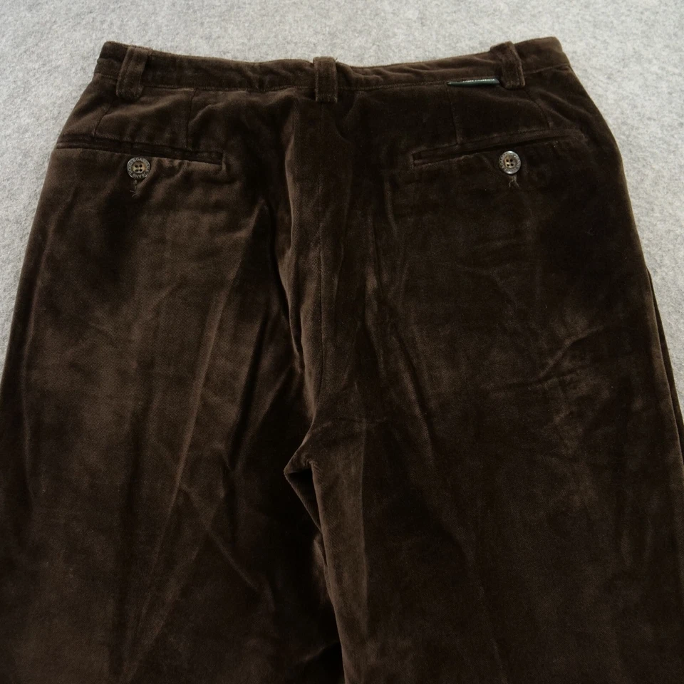 Dolce & Gabbana Pantalones Mujer Marrón 32 Terciopelo Terciopelo Relajado Alto Frente Plano Foto 3 de 4