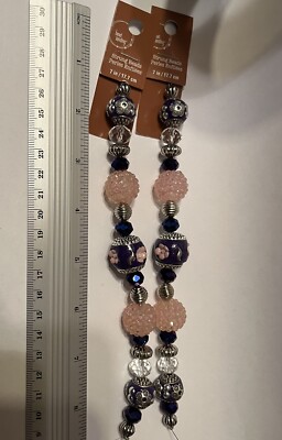 Lot Of 2 Bead Landing  7  Strands. Purple Silver Blue. Metal Glass