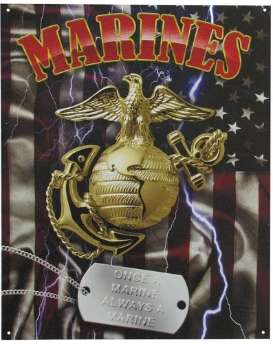 Vintage Replica Tin Metal Sign United States marine corp USA military navy 98464