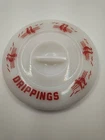 McKee Milk Glass Drippings Bowl LID REPLACEMENT ONLY Red Sailboat Ships 5"