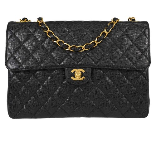 Chanel Black Calfskin Jumbo Classic Flap Shoulder Bag 126790