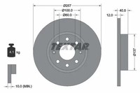 2X Textar 92164603 Bremsschebeiben 257Mm Voll Vorne Fiat Grande Punto Opel Corsa